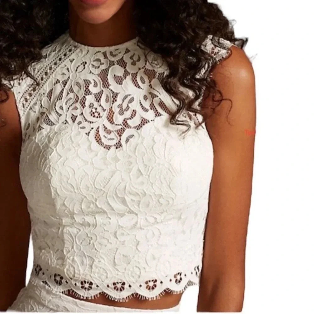 NWT David’s Bridal Lace Tank Separates Bridal Top Soft White Size 4